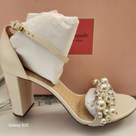 NIB Kate Spade Rosa Pearl Leather Heels. Size 9 - Picture 1 of 15